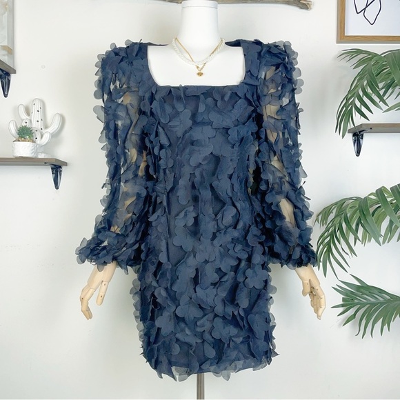 Elliatt Sally 3D Flower Mini Dress Black